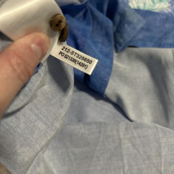 Tommy Bahama Shirt Mens XL Blue Aloha Hawaiian Palm Leaf Button Front Tencel - Picture 4 of 7